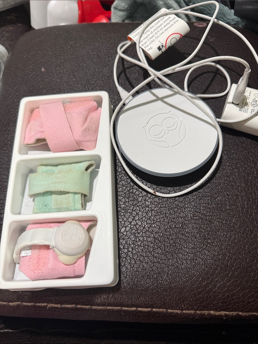 Wireless Charging Pad with Pink and Mint Cable Straps